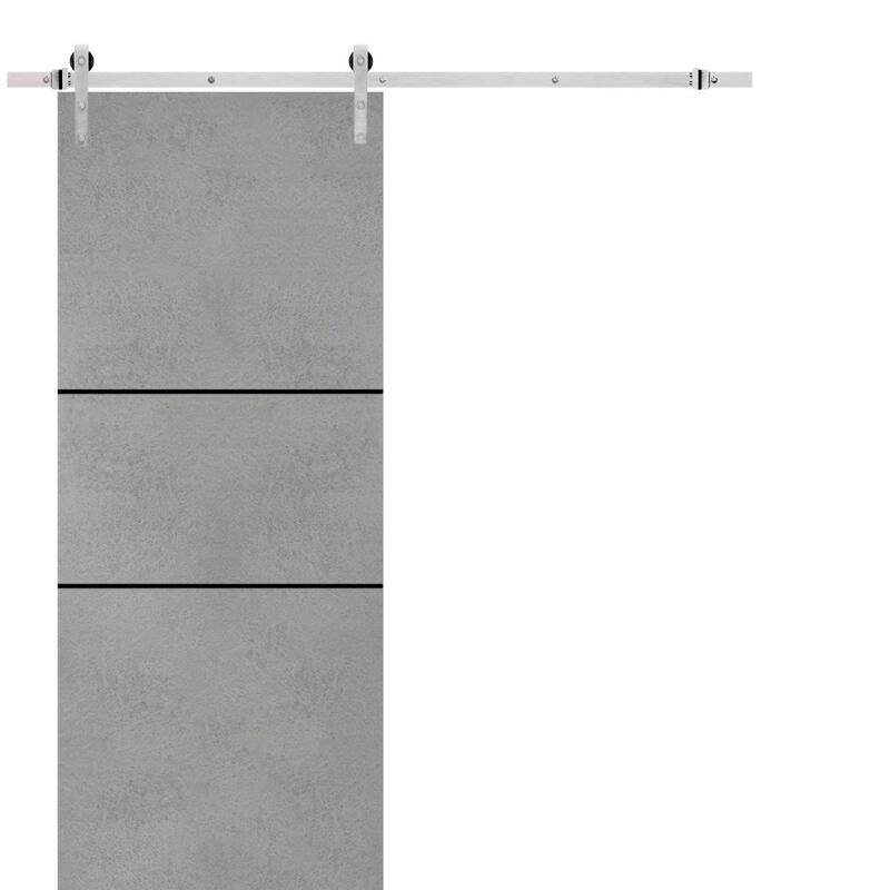 Sturdy Barn Door 36 x 80 Planum 0014 Concrete with 6.6FT - 36" x 96"