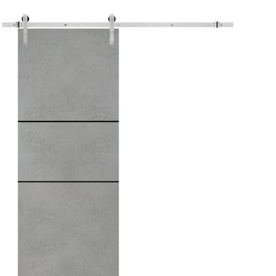 Sturdy Barn Door 36 x 80 Planum 0014 Concrete with 6.6FT