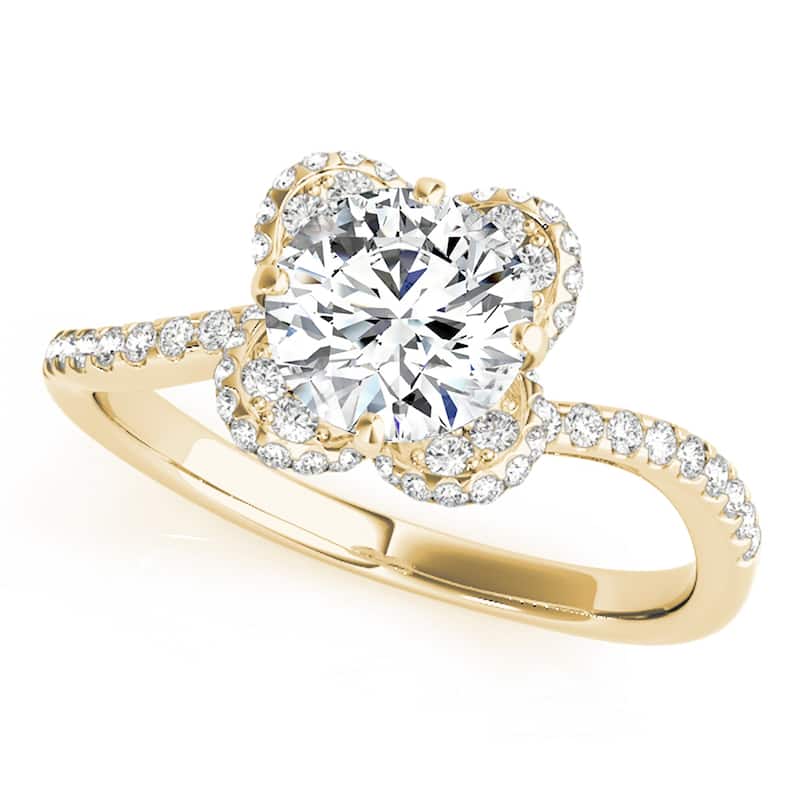Auriya 14k Yellow Gold Lab Grown Round Diamond Halo Engagement Ring 0.50 to 5.00 ct. tw. (F-G VS) - 2.00 ct. center - 5
