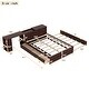preview thumbnail 16 of 35, Full Size Platform Bed with Trundle and Drawers Wood Full Bed Frame with a Rolling Shelf Platform Bed with Desk - White
