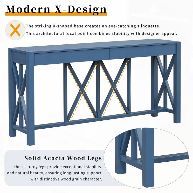 Crisscross Design Entryway Table with Open Bottom Storage
