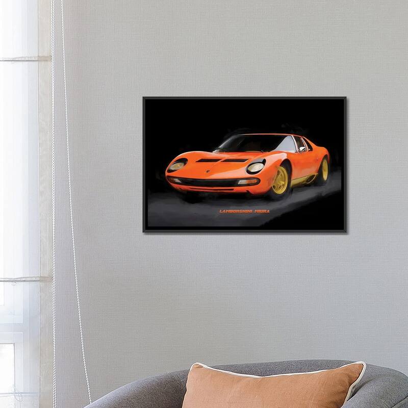 iCanvas "Lamborghini Miura In Watercolor" by Paul Rommer Framed Canvas Print