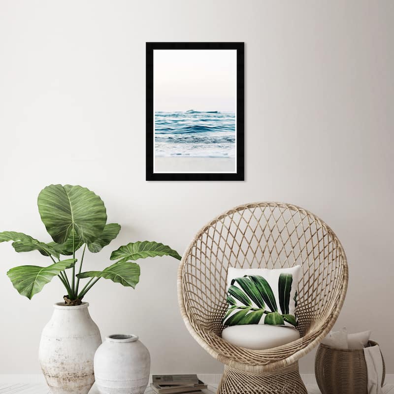 Wynwood Studio Prints Nautical and Coastal Mitad Sea Vertical Blue and Teal Nautical & Coastal Wall Art Canvas Print - Black