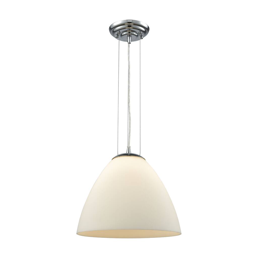 Merida 1-Light Mini Pendant in Chrome with Opal White Linen Glass - Includes Adapter Kit