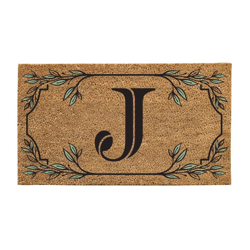 28 in. x 16 in. Monogram Coir Mat, Letter "J"