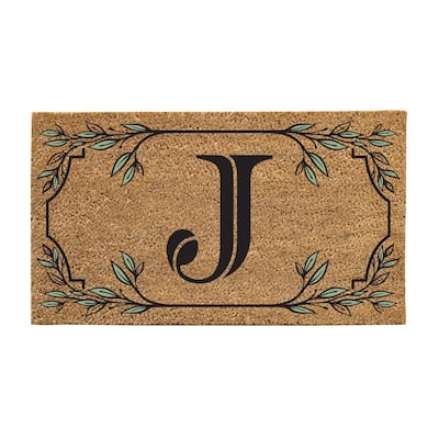 28 in. x 16 in. Monogram Coir Mat, Letter "J"