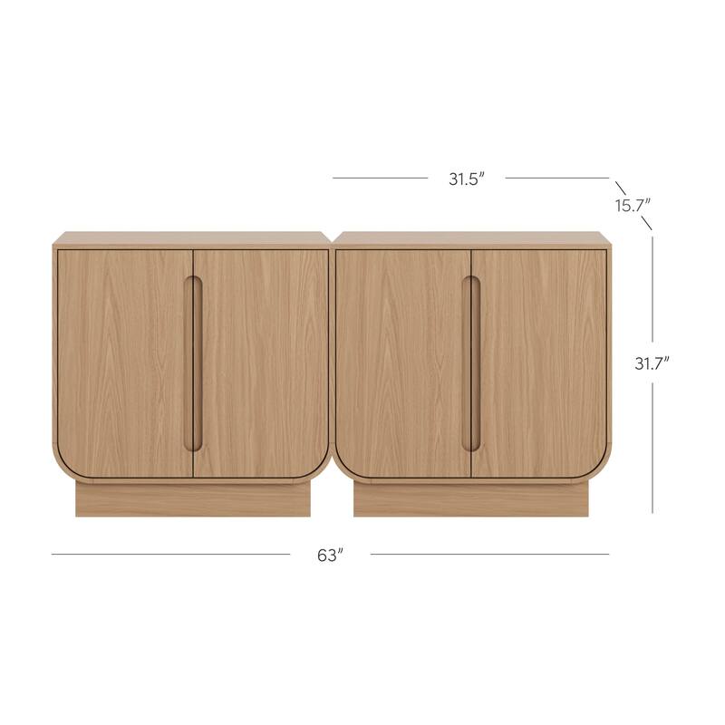 Joey Mid Century Modern Storage Cabinet, Arched Accent Cabinet with Rounded Bottom Edges and Integrated Door Pull Cutouts