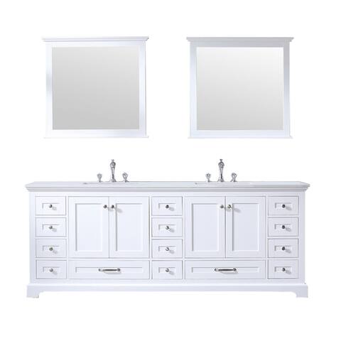 Dukes 84 in. W x 22 in. D White Double Bath Vanity, White Quartz Top, Faucet Set, and 34 in.