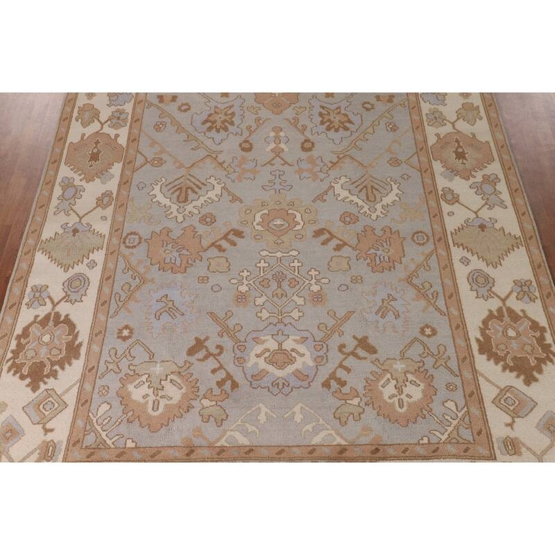 Gray Oushak Indian Area Rug Handmade Wool Carpet - 9'0"x 11'7"
