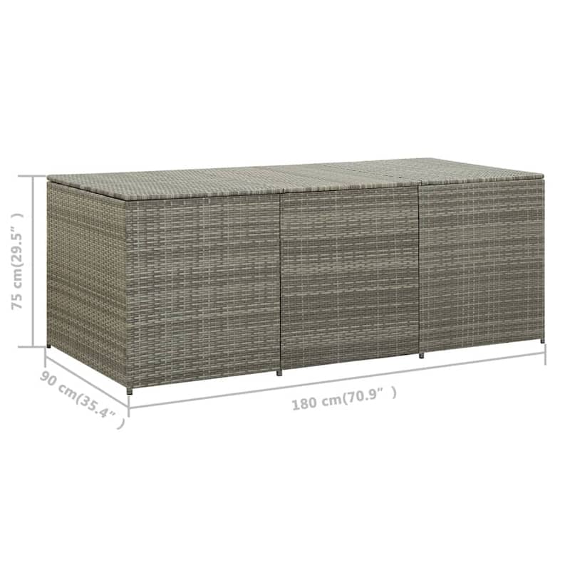 vidaXL Patio Storage Box Poly Rattan 70.9"x35.4"x27.6" Gray