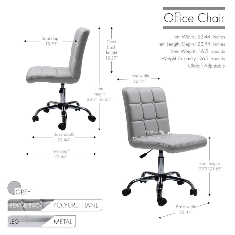 Porthos Home Parker Faux Leather Office Chair with Metal Base