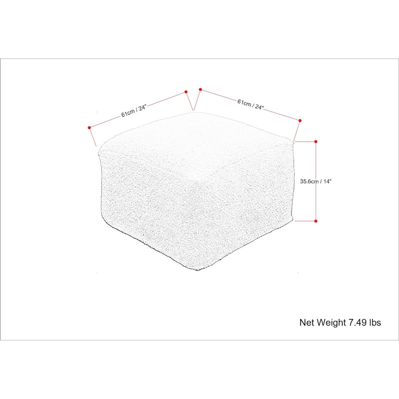WYNDENHALL Lyanna Contemporary Square Pouf in Ivory Boucle
