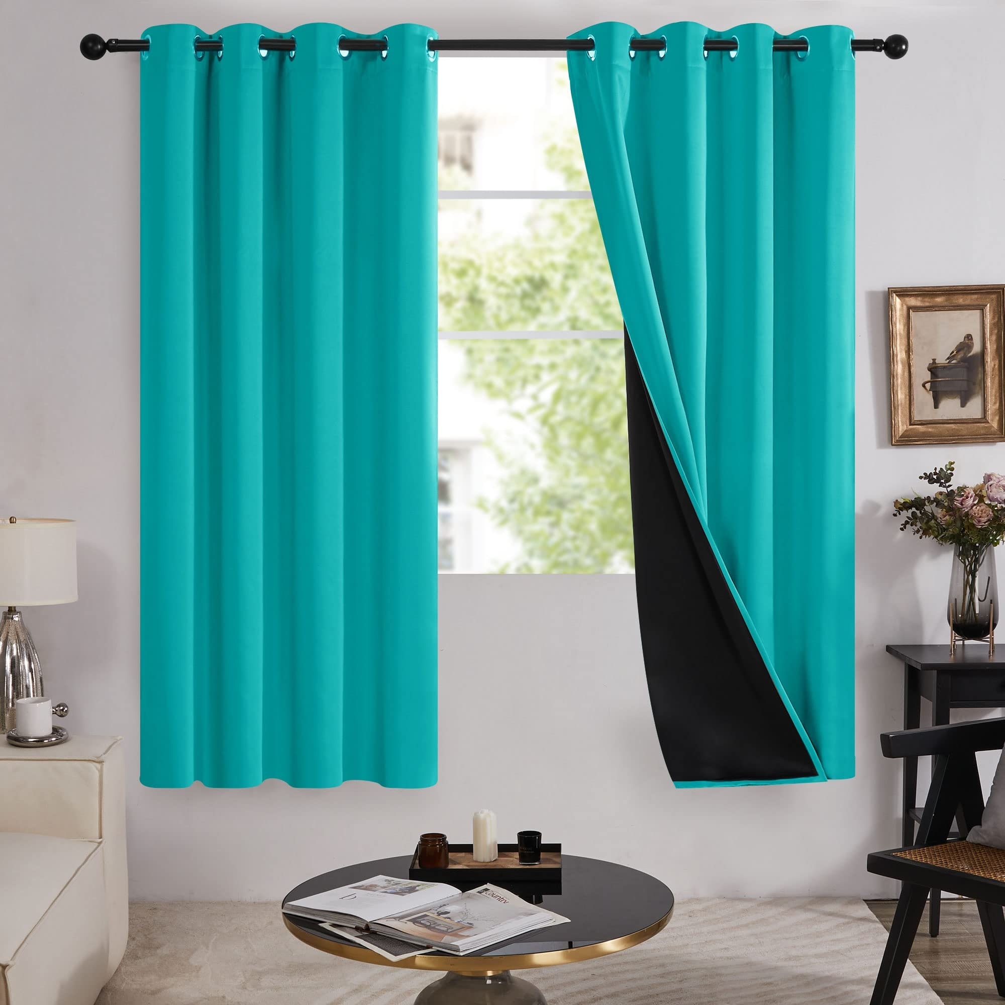 100% Blackout with Liner Grommet Curtain 4 Panels