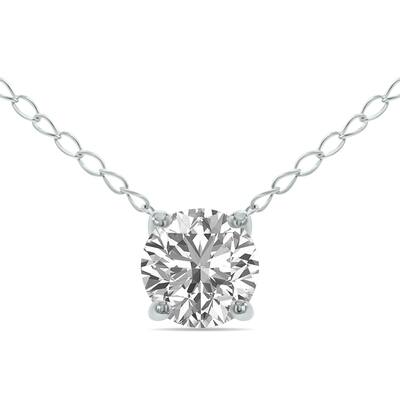 Marquee Lab Grown 1/2 Carat Floating Round Diamond Solitaire Pendant in 14K White Gold (F-G Color, VVS1-VVS2 Clarity)