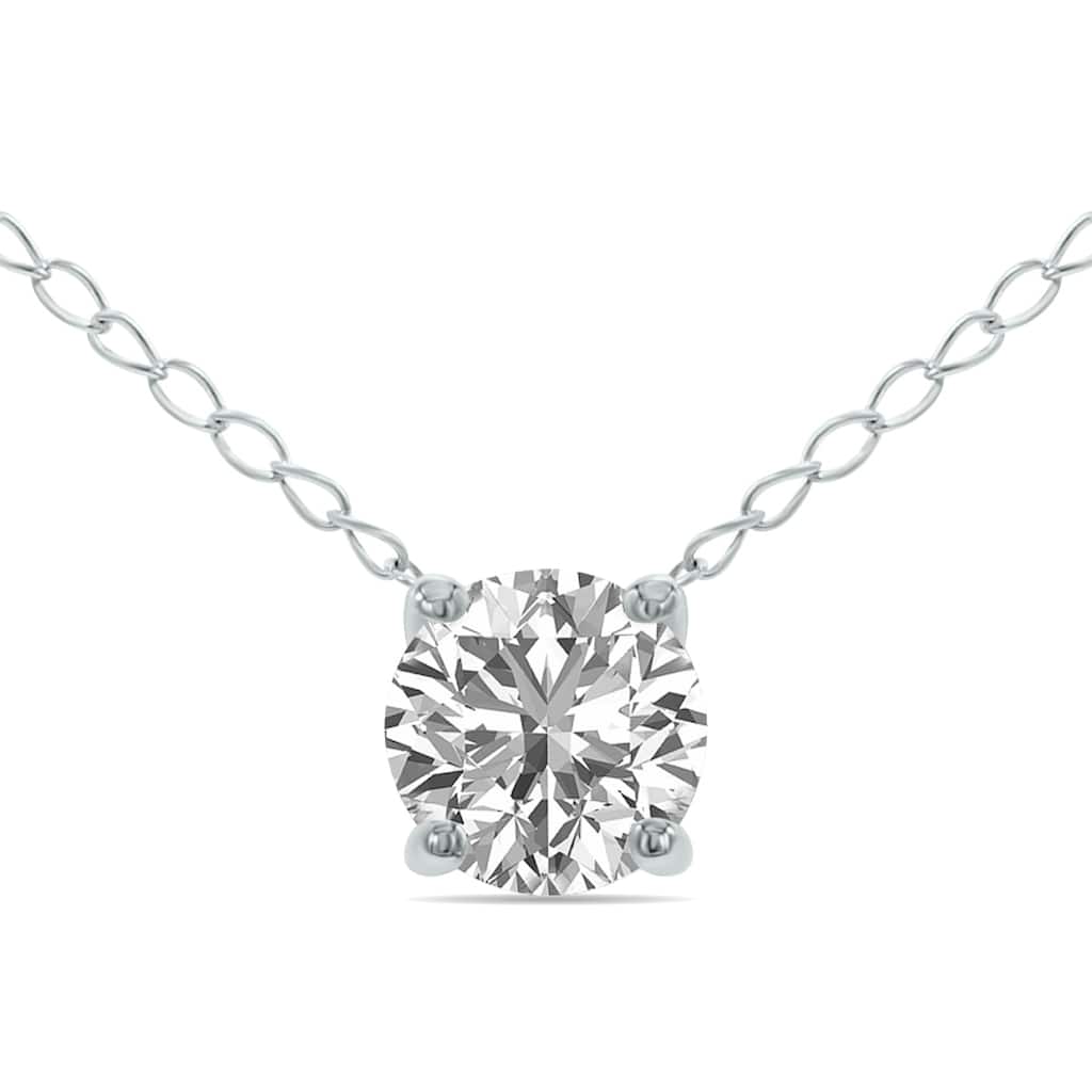 Marquee Lab Grown 1/2 Carat Floating Round Diamond Solitaire Pendant in 14K White Gold (F-G Color, VVS1-VVS2 Clarity)