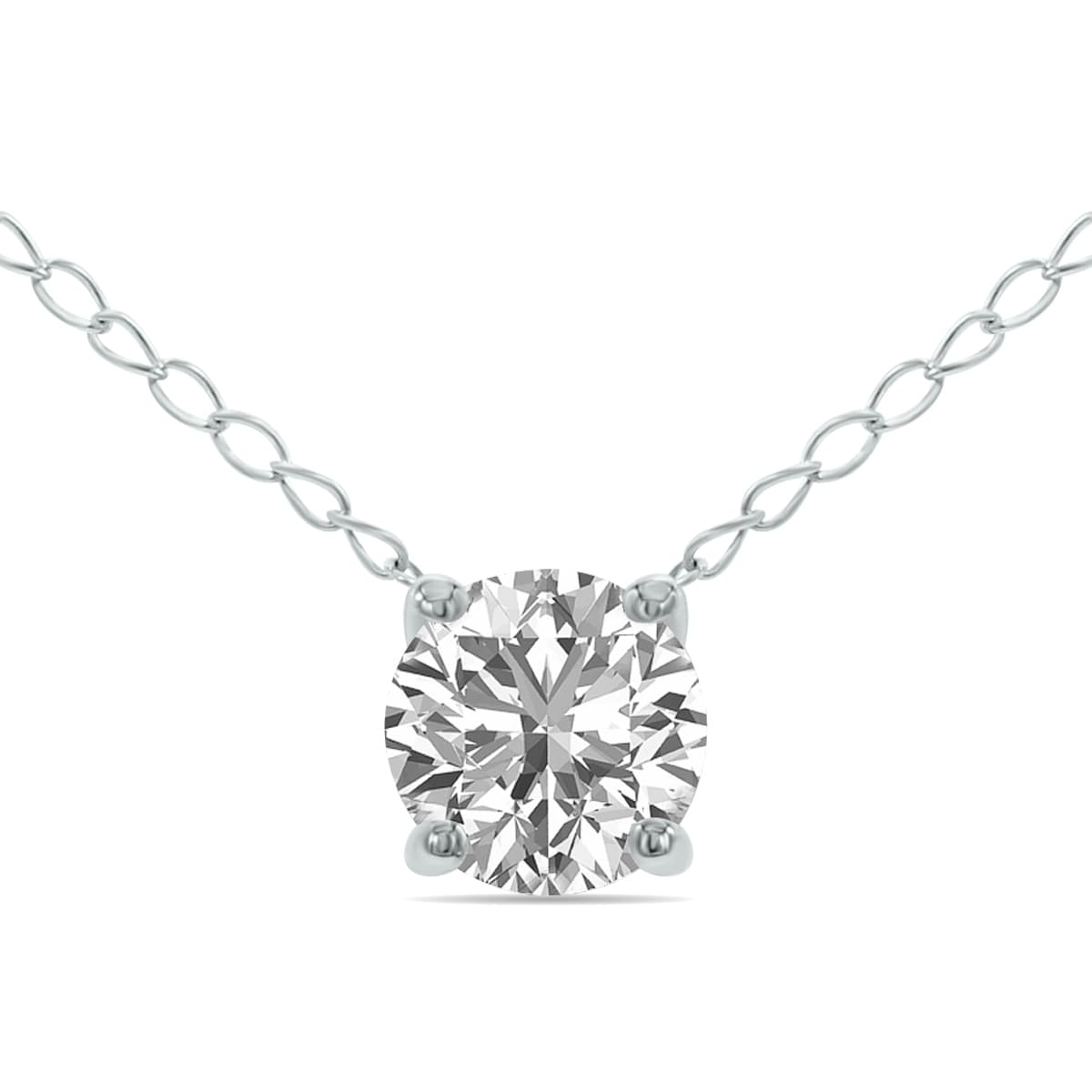 Marquee Lab Grown 1/2 Carat Floating Round Diamond Solitaire Pendant in 14K White Gold (F-G Color, VVS1-VVS2 Clarity)