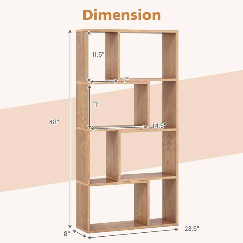 48" 4-Tier Modern Storage Organizer 8-Cube Geometric Bookshelf