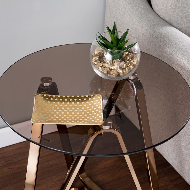 SEI Furniture Sawtelle Contemporary Geometric Round Champagne Glass Side Table