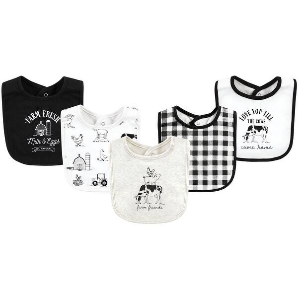 slide 1 of 1, Hudson Baby Unisex Baby Cotton Bibs, Neutral Farm, One Size - Neutral Farm - One Size