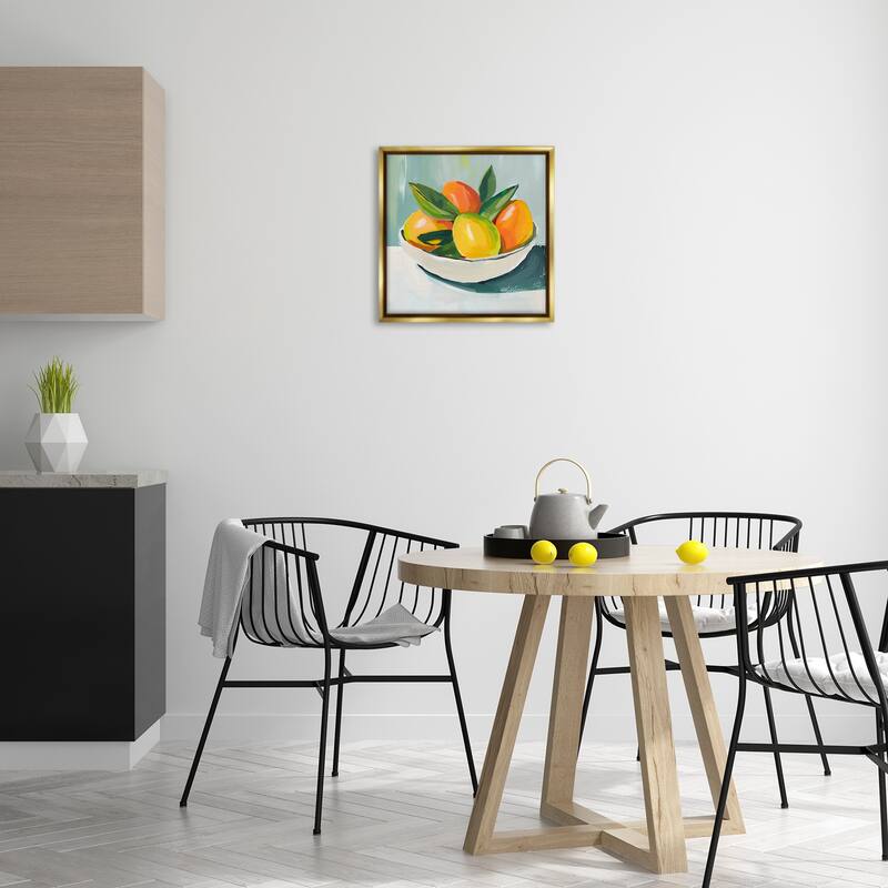 Stupell Bowl of Citrus Fruit Framed Floater Canvas Wall Art Design By Walker Noble