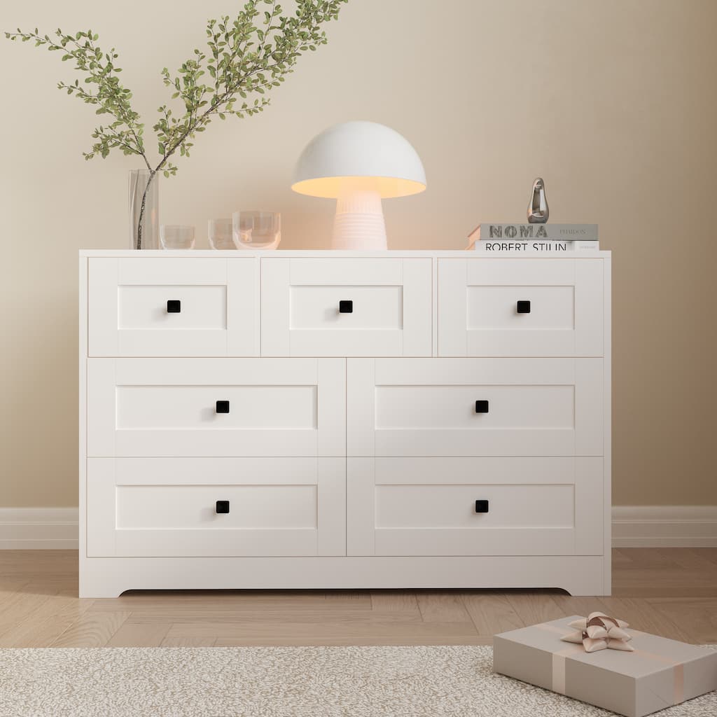Chest Of Drawer With 7 Drawers White Color Farm Door