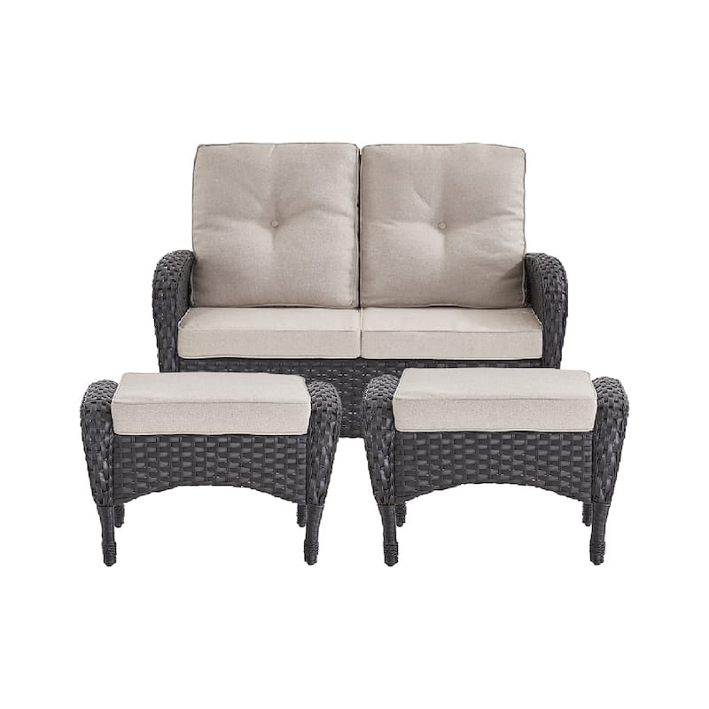 Pocassy 3 Pieces Glider Sofa Loveseat with Ottomans
