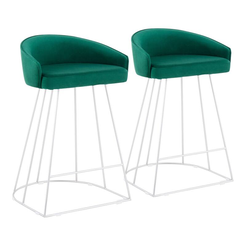 Silver Orchid Haid Velvet Upholstered Counter Stool (Set of 2)