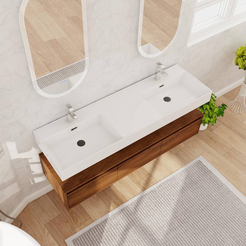 Beingnext 30"/60" Wall Mounted Bathroom Vanity with Sink, Floating Bathroom Vanity with Soft Close Drawer