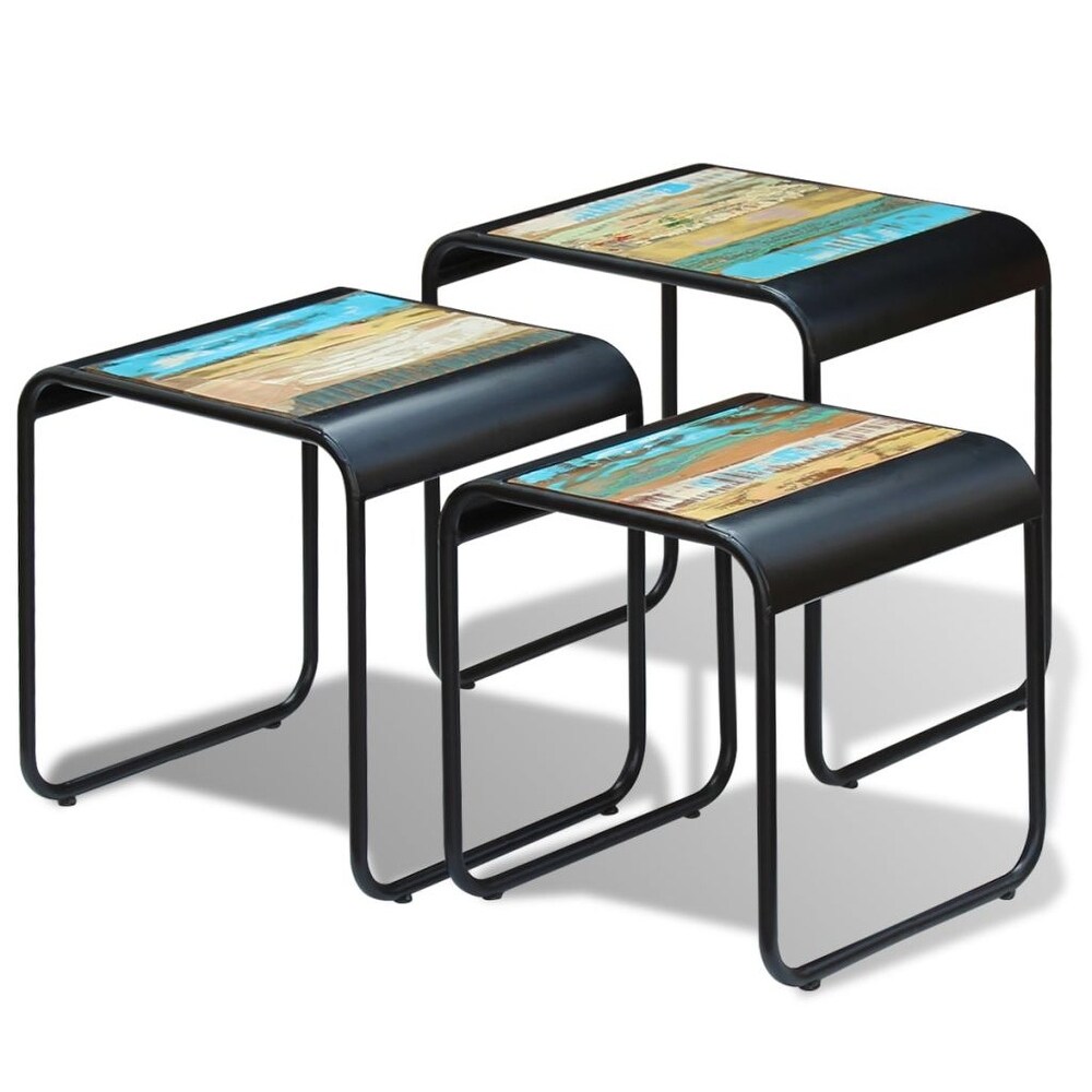 vidaXL  Three Piece Nesting Tables Solid Reclaimed Wood