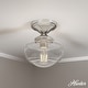 preview thumbnail 1 of 6, Hunter Saddle Creek 1 Light Contemporary Schoolhouse Flush Mount Ceiling Light - Bathroom, Hallway, Bedroom, Entry - Damp Rated! Brushed Nickel- Clear Seeded Glass