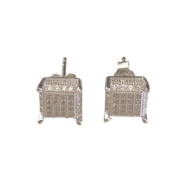 eli k Sterling Silver 925 & Micro Pave Cubic Zirconia Square Stud Earrings