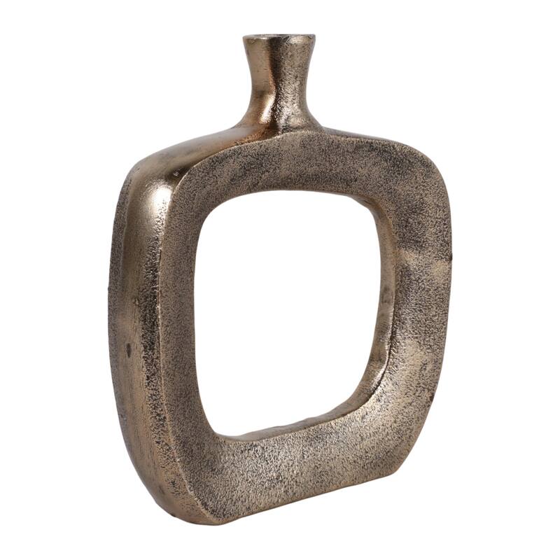 Modern Square Metal Bud Vase with Open Cut Out - Tall Flower Vase