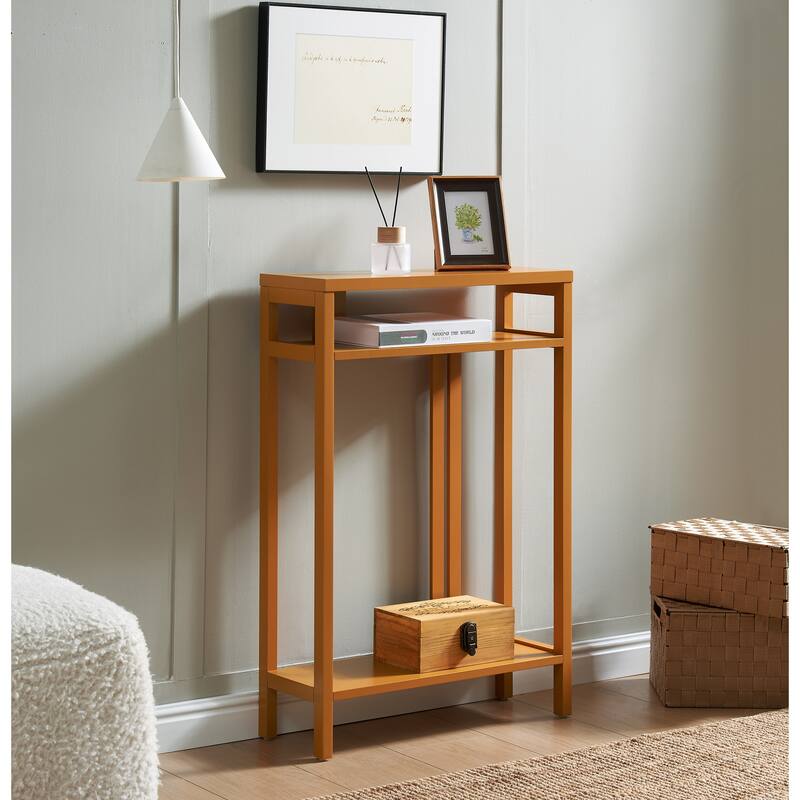 Bisbee Wood 22-inch Console Table with Two Shelves - 22"L x 8"W x 32"H - Honey Ginger