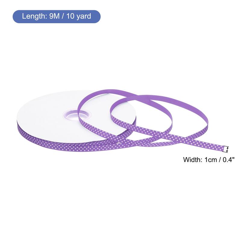 Grosgrain Ribbons with Dots Ribbon Bow Decoration - Deep Grape Purple - 100 Yards 3/8 Inch