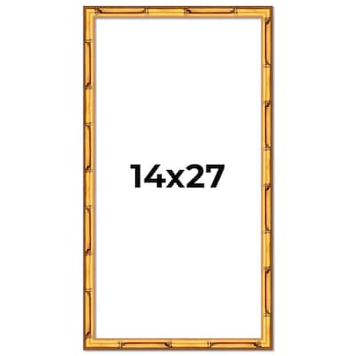 14x27 Frame Gold Bamboo Picture Frame Modern Photo Frame Includes UV Acrylic Shatter Guard Front Acid Free Foam Backing Board