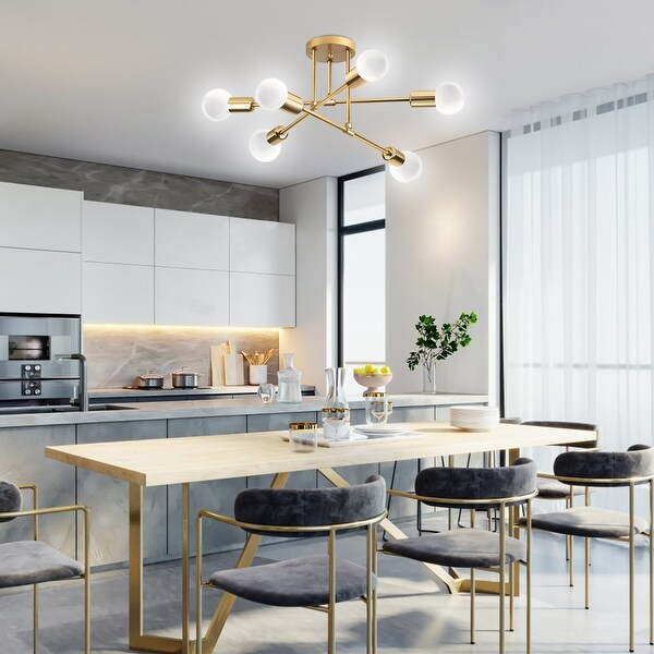 20.1 in. 6-Light Modern Semi- Flush Mount Ceiling Light with