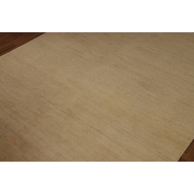 Modern Gabbeh Oriental Area Rug Handmade Yellow Wool Carpet - 4'11" x 7'0"