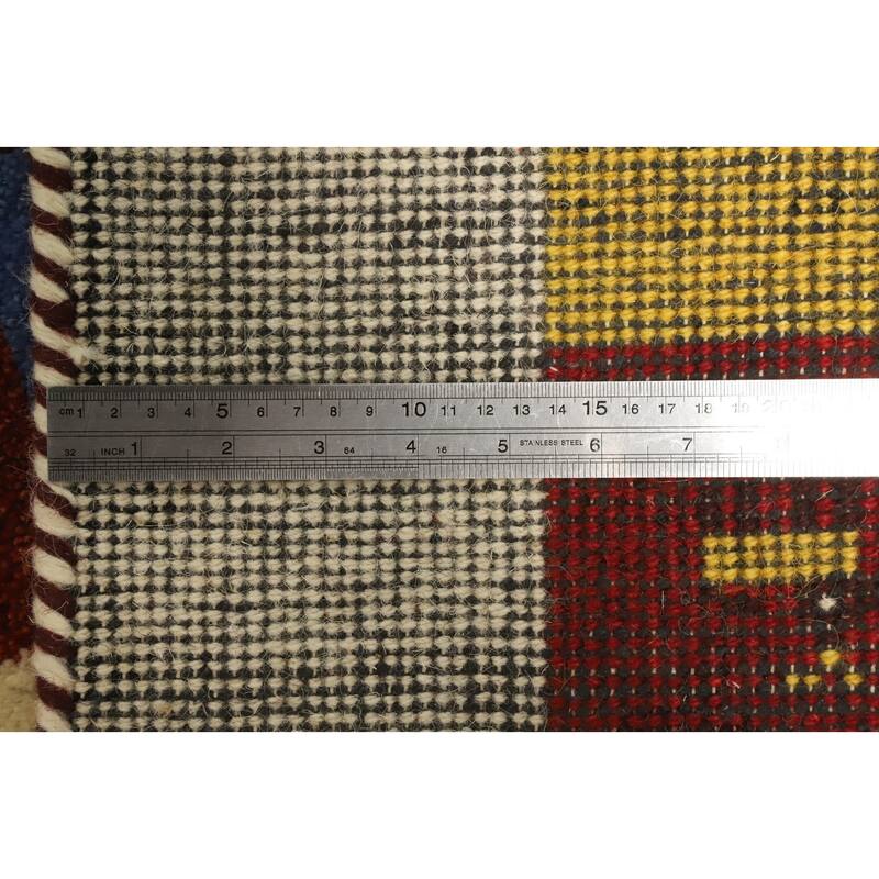 Hand Knotted Oriental 100% Wool Carpet Tribal Animal Pictorial Multi-Colored Gabbeh Area Rug - 4' 1'' X 2' 3''