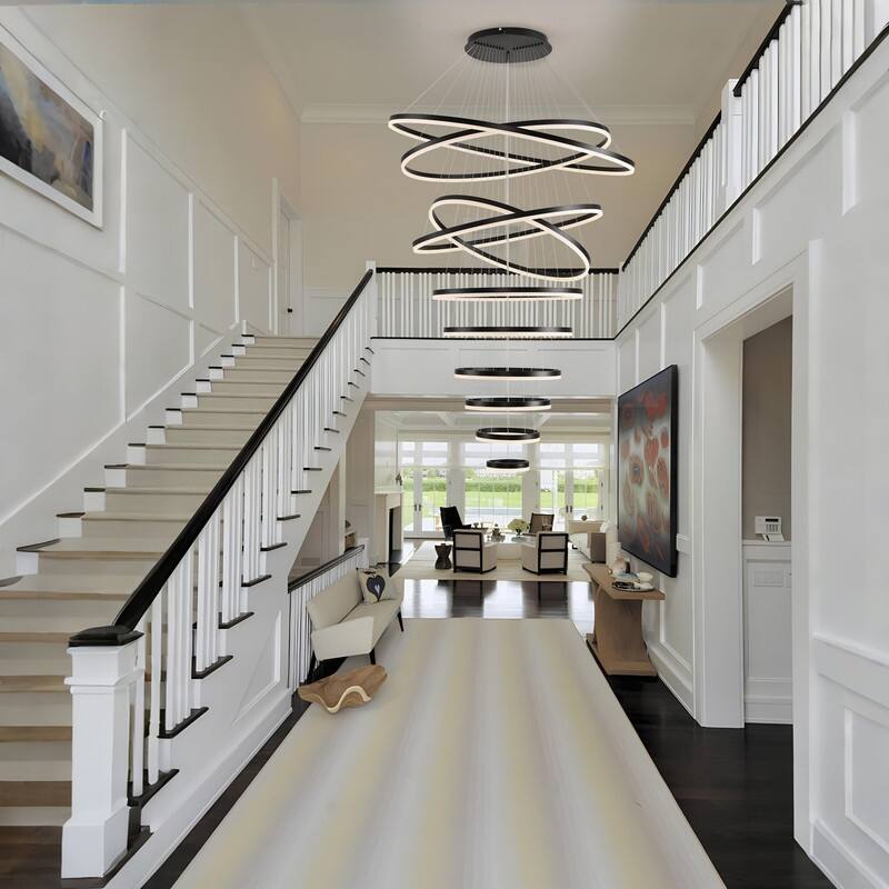 Modern LED Ring chandelier Large High Ceiling Chandelier