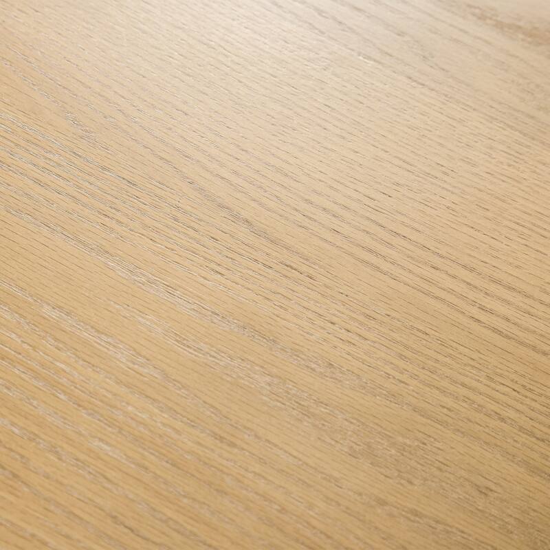 Modern Round Dining Table with Striped Column Legs Solid Wood Kitchen Table Anti-Scratch Footpads