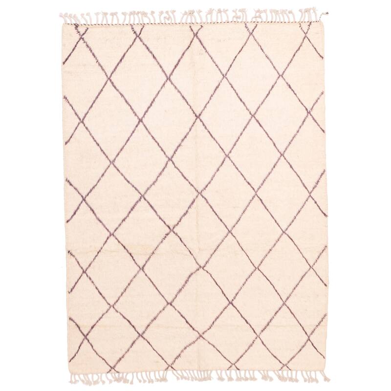 ECARPETGALLERY Hand-knotted Pak Finest Marrakesh Cream Wool Rug - 4'11 x 6'6
