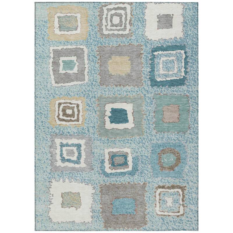 HomeRoots Geometric Transitional Rectangle Outdoor Rug