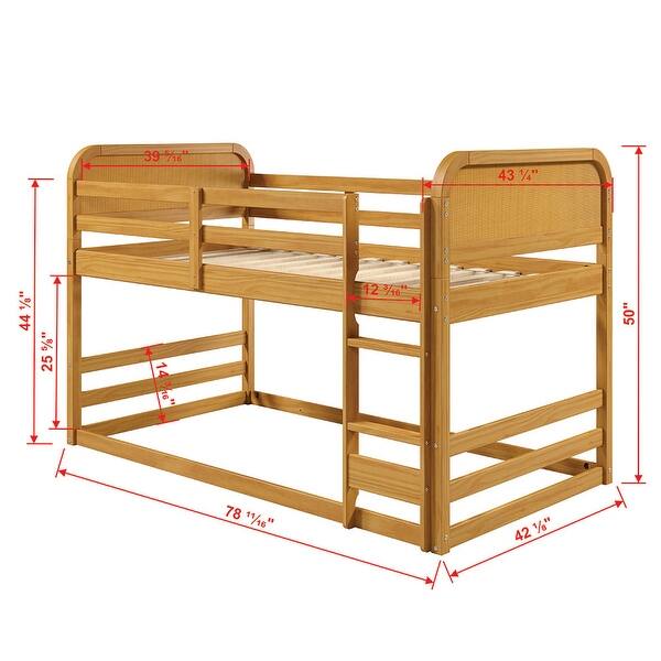 Pkolino Curva Rattan Loft/Bunk Bed- Solid Pine Wood - Natural