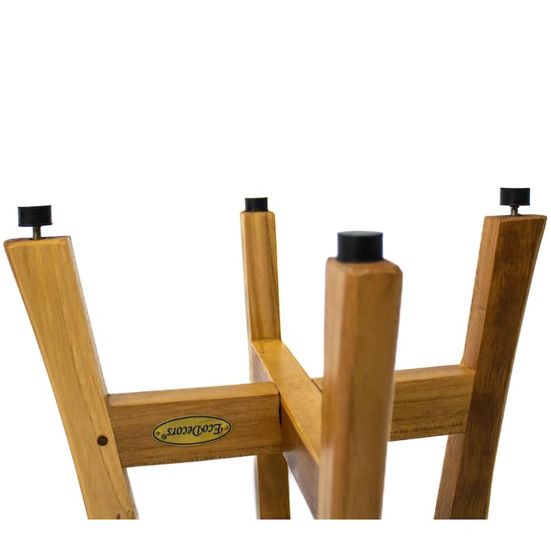 EcoDecors Shoji EarthyTeak 13.5" Teak Wood Round Shower Stool - 11.5" L x 11.5" D x 13.5" H