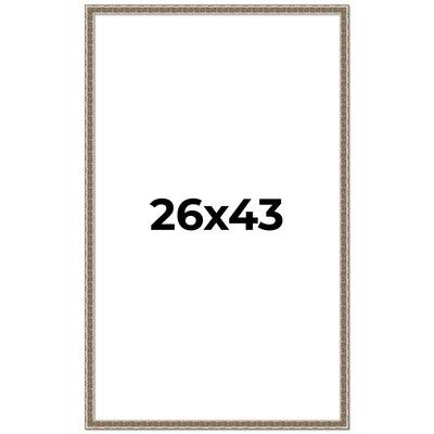 26x43 Frame Silver Versailles Ornate Solid Wood Picture Frame | 1 Inch