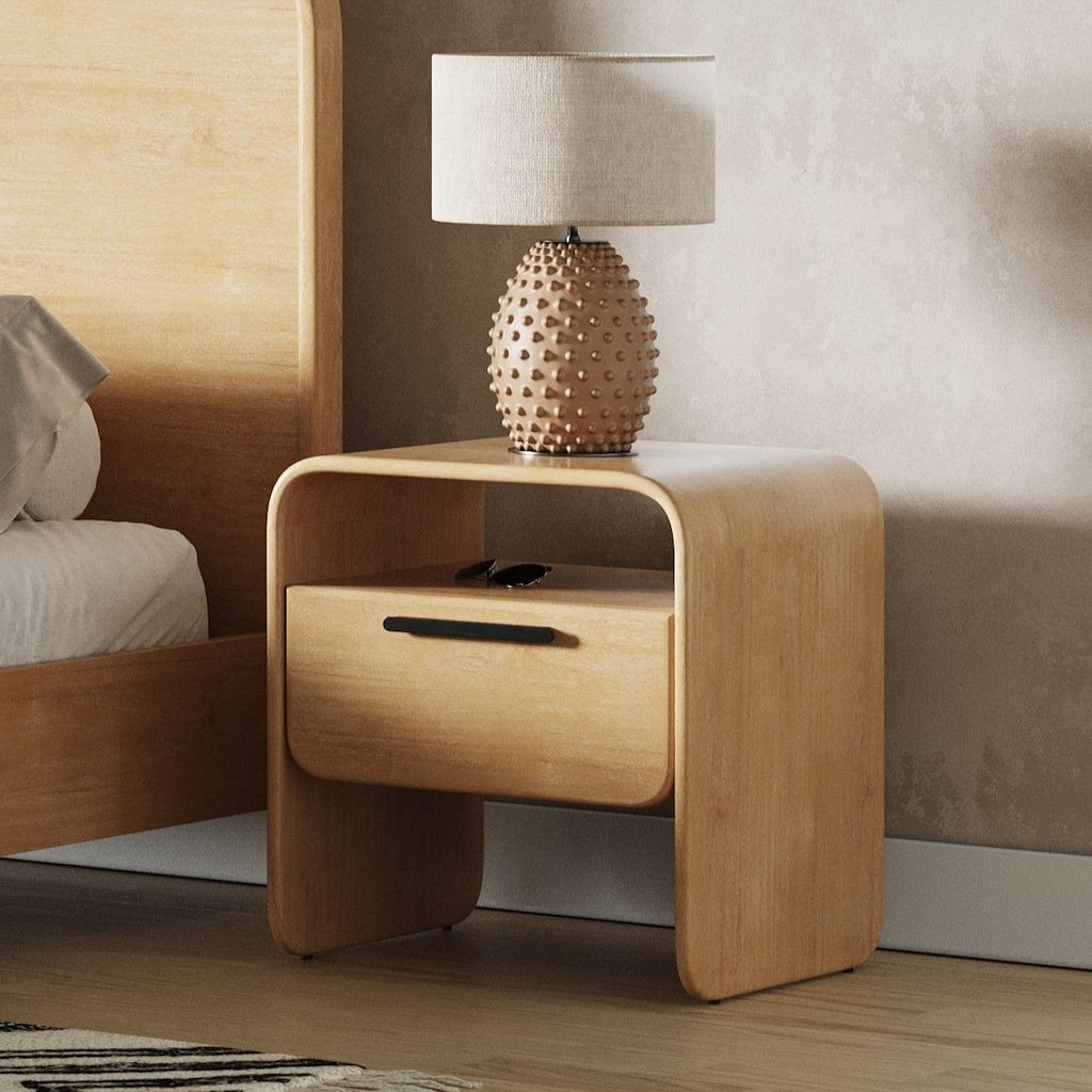 Modrest Dresden Modern Natural Acacia 1-Drawer Nightstand