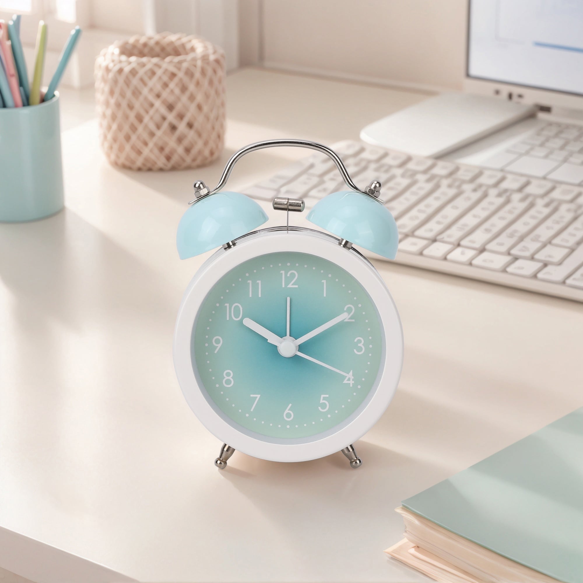 Metal Alarm Clock Gradient Colorful Design, Lound Clear Alarms for Bedroom, Living Room - 3.3"L x 2.0"W x 5.1"H