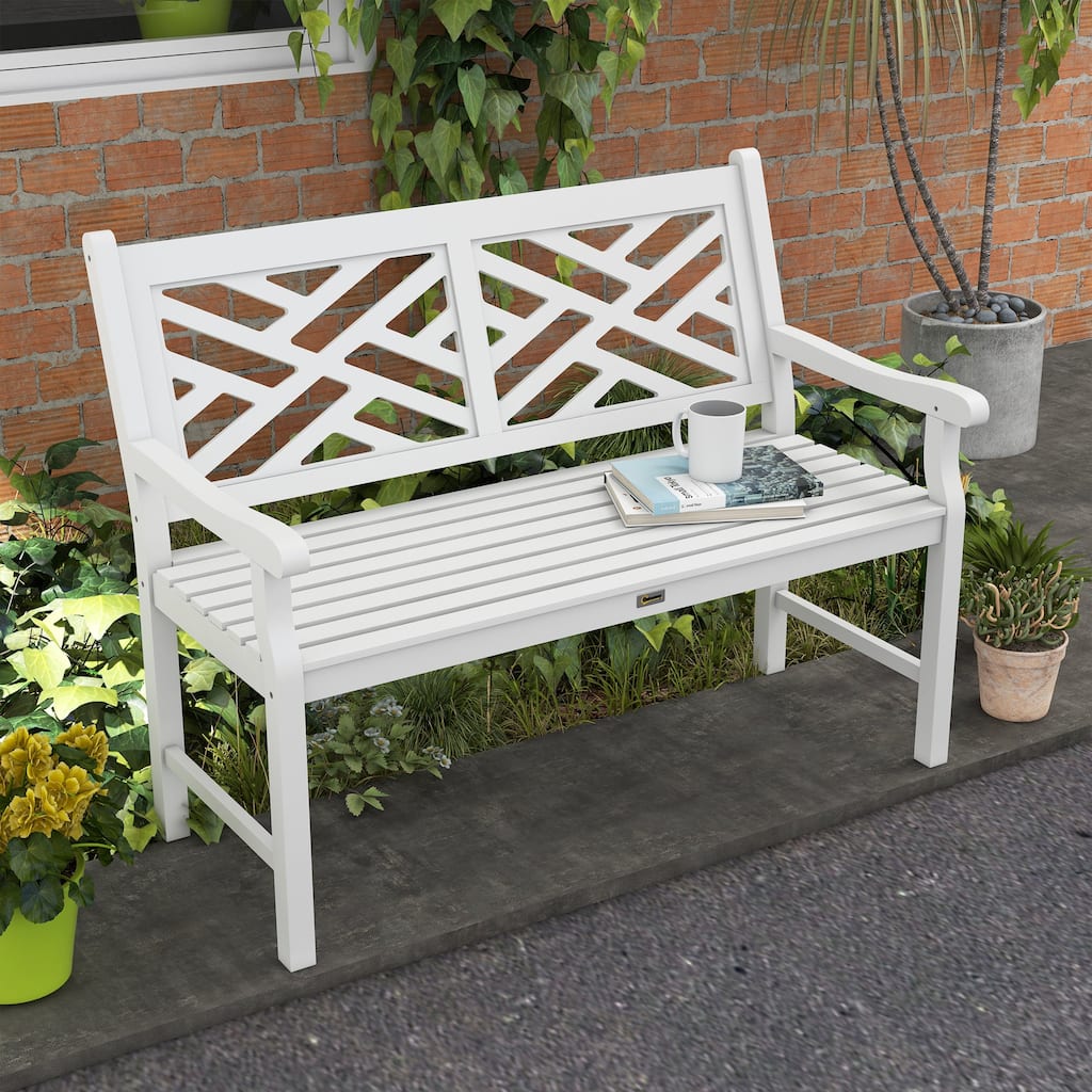 Outsunny 43.25" Outdoor Garden Bench, Wooden Bench, Poplar Slatted Frame Furniture for Patio, Park, Porch, Lawn