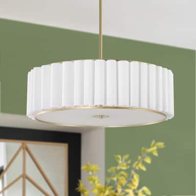 GetLedel 24 in. 5-Light Dimmable Pleated Drum Chandelier