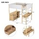preview thumbnail 76 of 84, Modern Teddy Fleece Loft Bed with Storage Shelf, Drawers & Desk, Multi-Functional Wood Loft Bed Frame w/Soft Padding